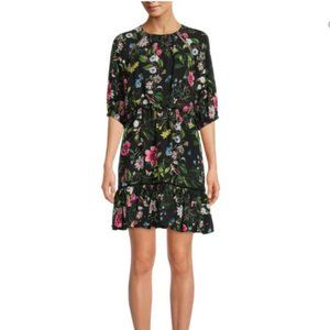 ELIZA J FLORAL PRINT BLOUSON BLACK MULTI COLOR DRESS sz 4